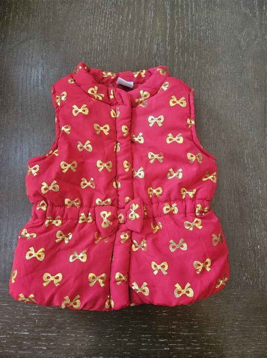 healthtex Other - Girls Red Puffer Vest with Gold Bow Print